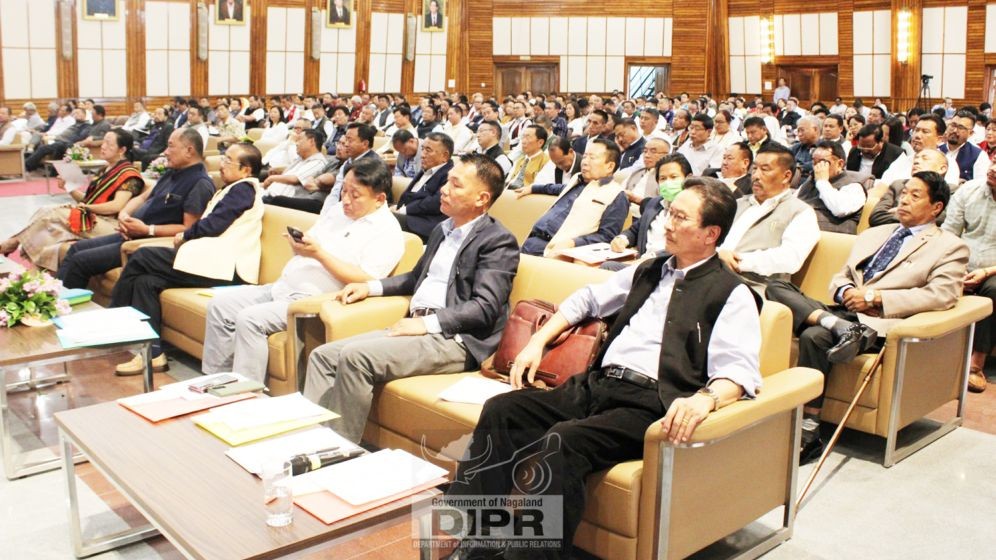NLA Legislators, tribal hohos and civil society members seen during the consultative meet held on RIIN, oil exploration and NVTCA 1978 in Kohima on May 9. (DIPR Photo)